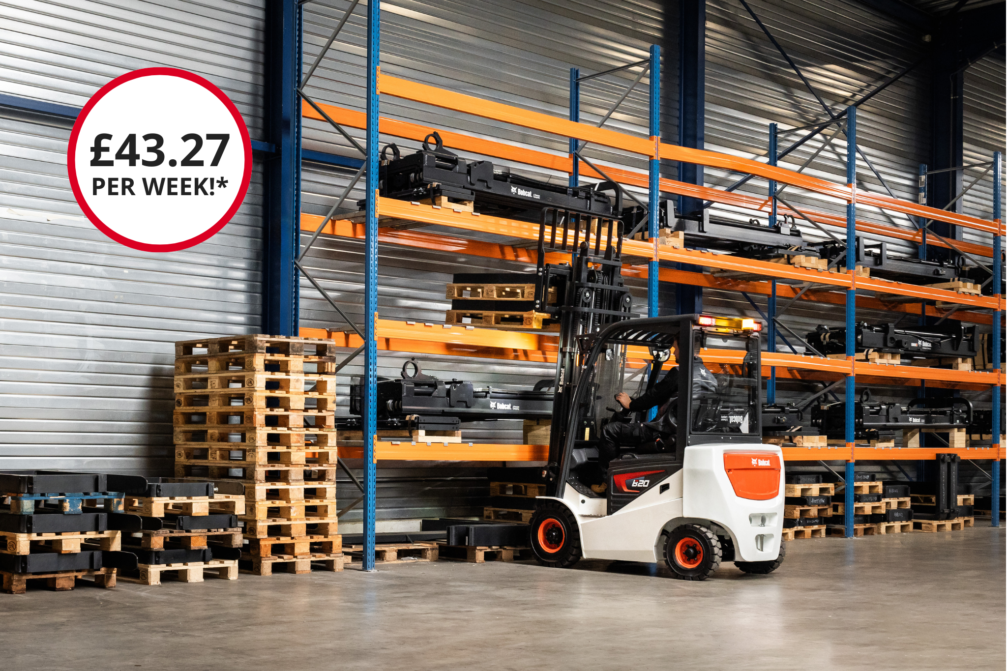 Subheading (4) forklift working in warehouse with price in roundel